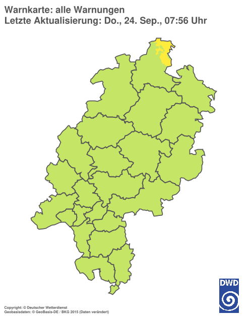 Aktuelle Warnkarte: Hessen