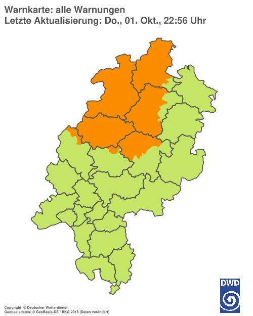 Aktuelle Warnkarte: Hessen