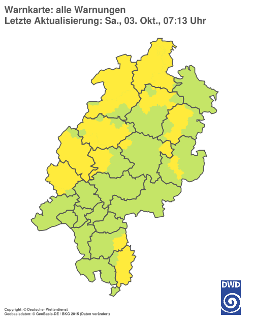 Aktuelle Warnkarte: Hessen