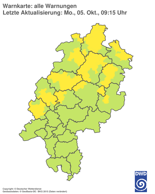Aktuelle Warnkarte: Hessen