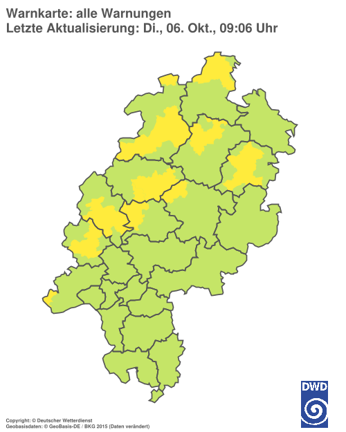 Aktuelle Warnkarte: Hessen