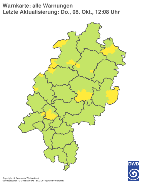 Aktuelle Warnkarte: Hessen