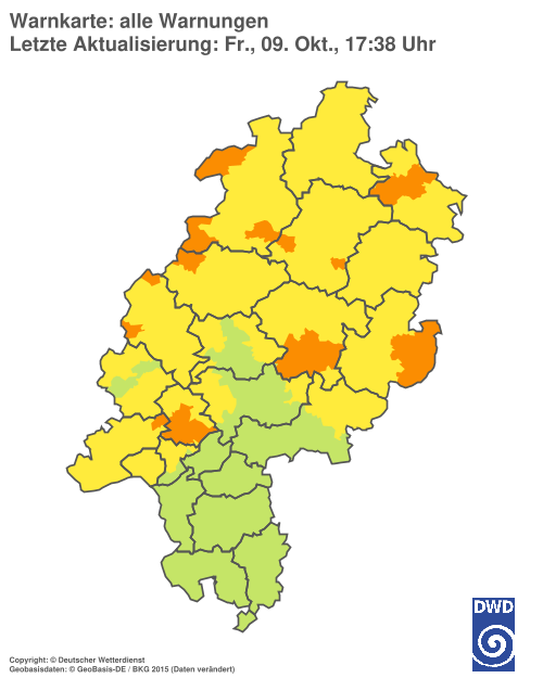 Aktuelle Warnkarte: Hessen