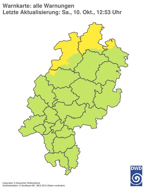Aktuelle Warnkarte: Hessen