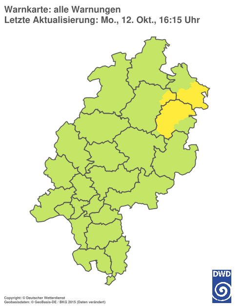 Aktuelle Warnkarte: Hessen