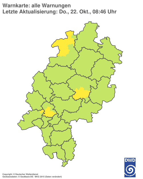 Aktuelle Warnkarte: Hessen