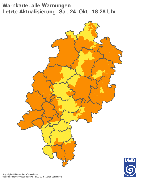 Aktuelle Warnkarte: Hessen